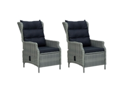 Maison Exclusive - 9 Pcs Conj. Jantar Exterior + Almofadões Vime Pe Cinzento-claro