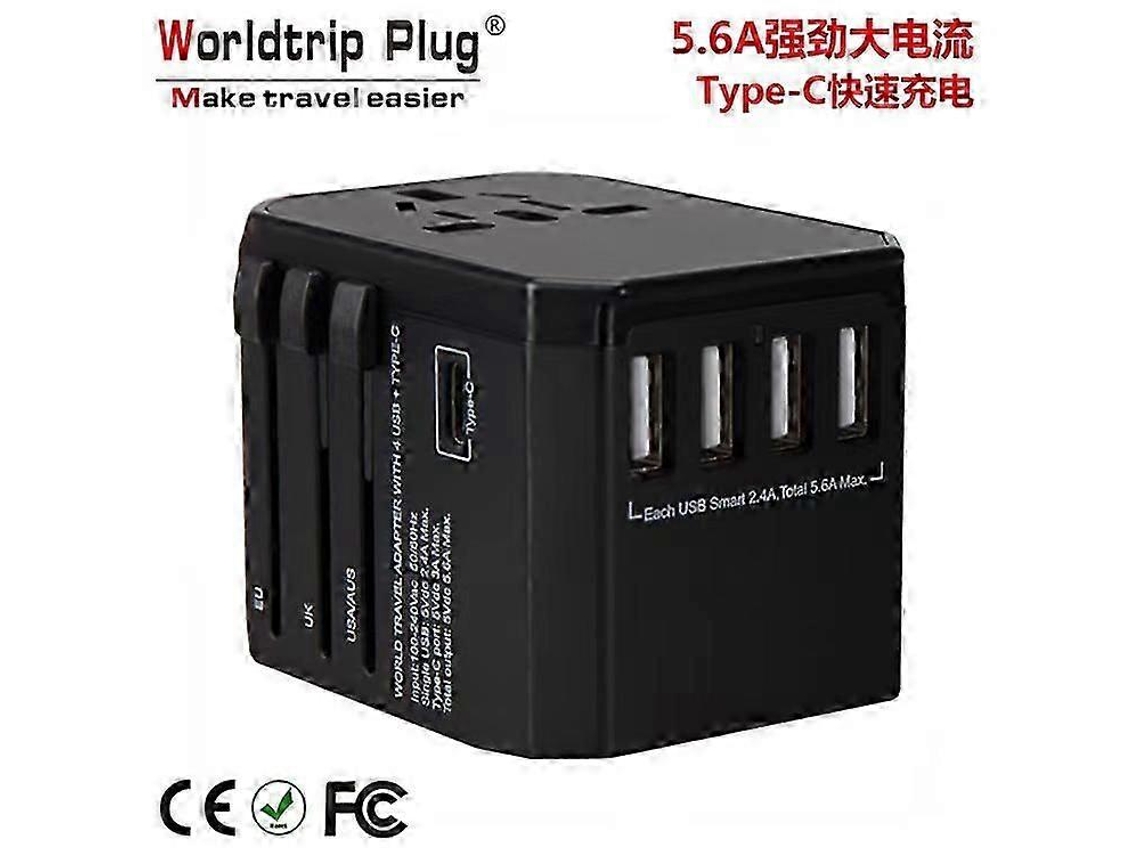 Adaptador De Viagem Universal Com Plugue Usb Tipo C Para Carregamento Rápido Na Parede E Adaptador Internacional Tipo C. Hengjian