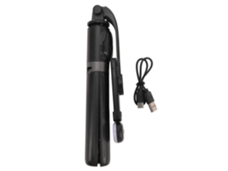 Tripé Palo Selfie Com Luz Usb Recarregável Bluetooth Telescópico Com Controle Remoto Sem Fio Para Viagens Exteriores Preto