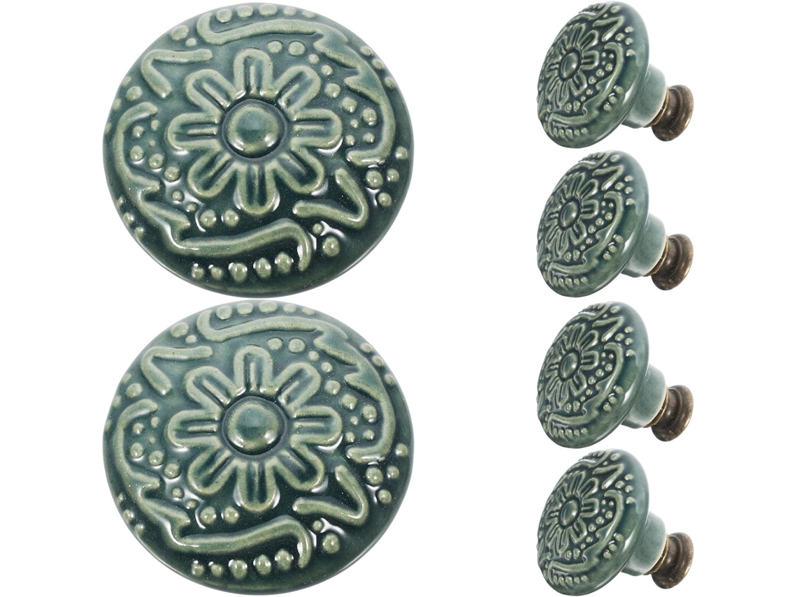 Conjunto De 6 Puxadores Decorativos Cerâmica Para Gavetas E Armários, Com Superfície Lisa E Design Elegante, Na Cor