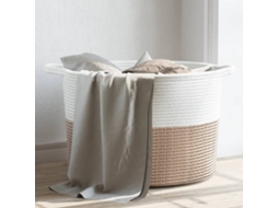 Vidaxl Cesto De Arrumação Ø55x36 Cm Algodão Castanho E Branco