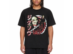 Rockinstone Saw Movie Jigsaw Japanese Text Black Adult T-shirt Size:s