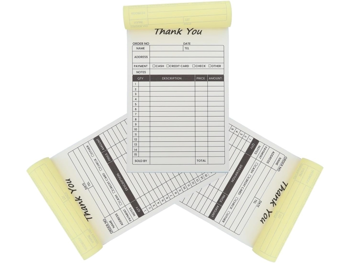 Sewacc 3 Peças Carnet De Bons De Commande Livre De Bons De Commande 2 Partes Papel Branco