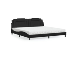 Vidaxl Cama Viana Com Colchão 200x200 Cm Couro Artificial Preto