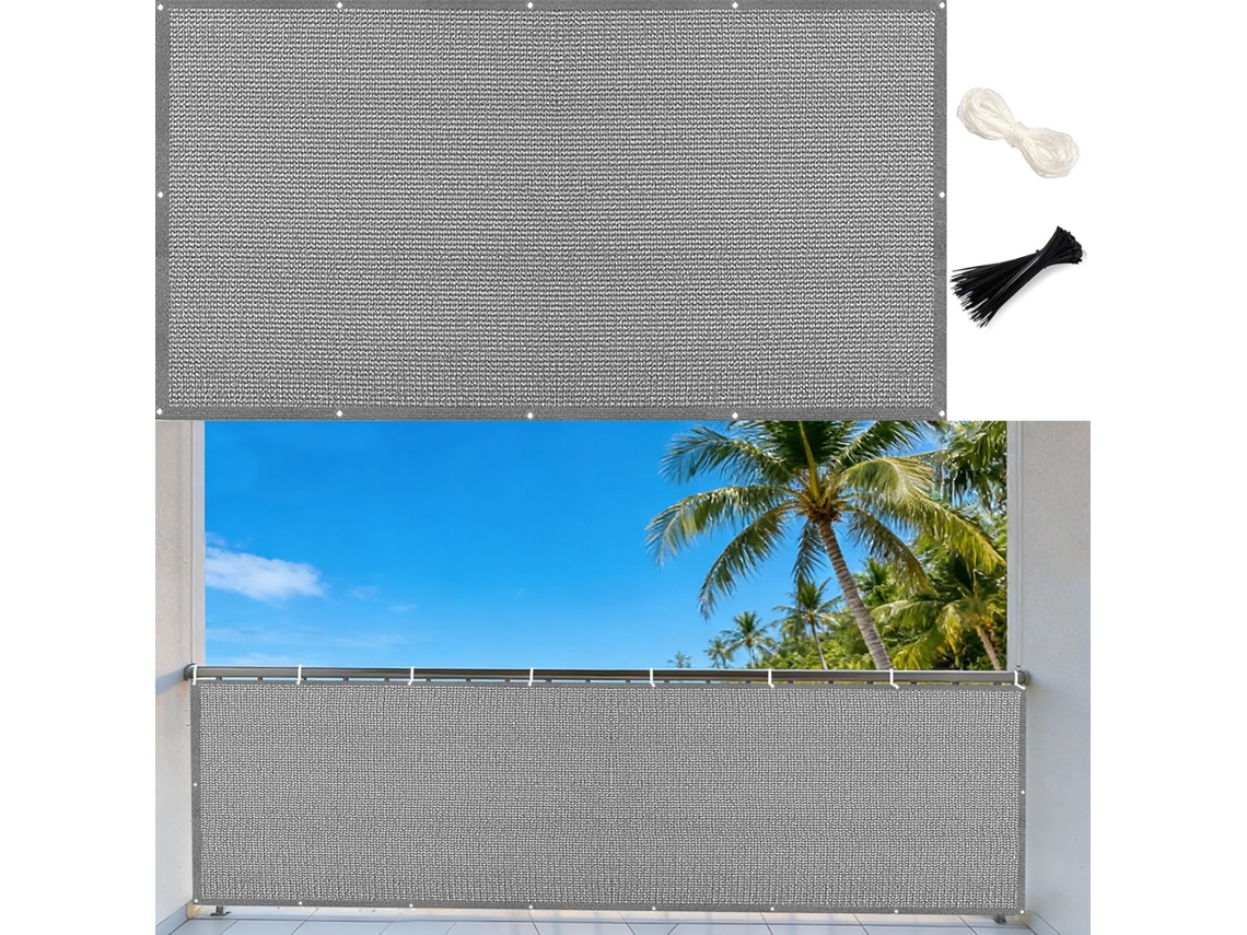 Tela De Privacidade, Guojun, 55 X 830 Cm, Hdpe, 220 G/m², Resistente Ao Vento, Respirável, Cinza