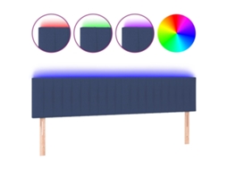 Cabeceira de Cama com Luzes Led Tecido Azul MAISON EXCLUSIVE (180x5x78 cm)