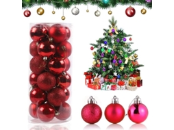 conjunto de 24 Bolas de Natal, 4cm, Vermelhas | S/MARCA