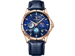 Relógio de Pulso Masculino com Pulseira de Couro À Prova DÁgua-Prata Preto