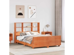 Vidaxl Cama Sem Colchão 140x190 Cm Pinho Maciço Castanho-mel