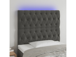Cabecero de terciopelo con LED 100x7x118/128 cm Gris Oscuro
