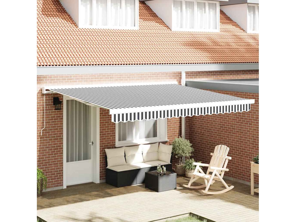 Vidaxl Toldo Retrátil 4x3 M Tecido E Alumínio Antracite E Branco