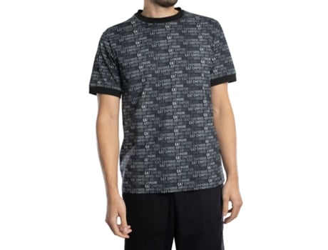 T-shirt De Homem Ea7 Padrão Logótipo Algodão Preto (2xl)