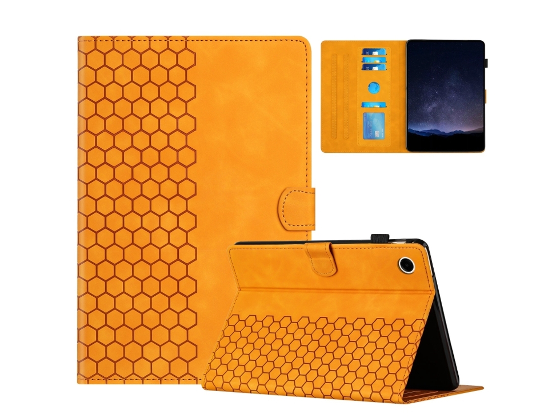 Capa‑flip De Couro Em Relevo Padrão Favo‑de‑mel Halinuia Para Tablet Huawei Matepad T10 / T10s