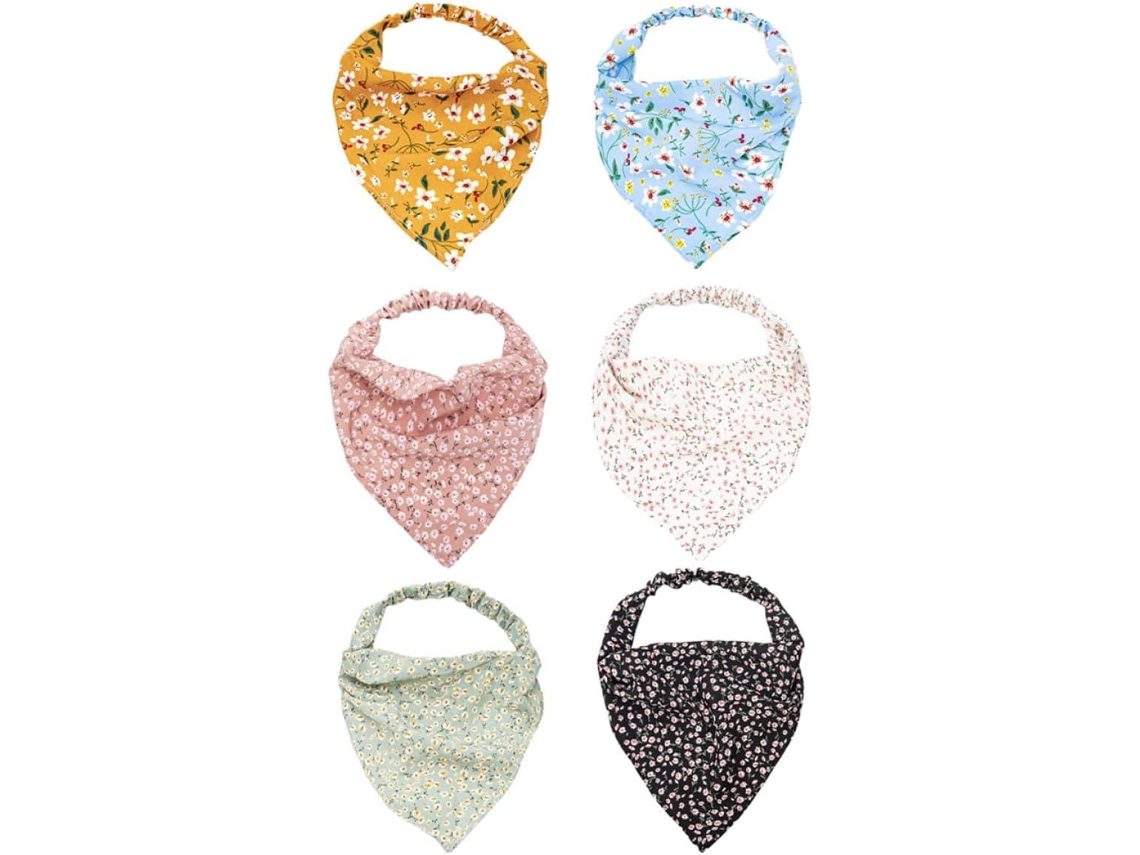 Nuobesty De 6 Lenços Elásticos Com Estampa Floral Para Mulheres, Faixas De Cabelo Confortáveis E
