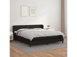 Vidaxl Cama Com Molas/colchão 180x200 Cm Couro Artificial Preto