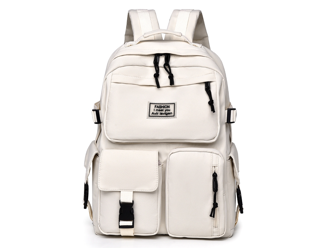Mochila Escolar Feminina De Grande Capacidade, Universitária Com Vários Bolsos, Impermeável Preta. Aquaforge
