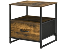 Mesa De Cabeceira Com 1 Gaveta De Tecido Dobrável E Prateleira Aberta Auxiliar Para Escritório Dormitório Estilo Industrial Anti-tombo 45x40x50,5cm