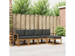 Vidaxl Conjunto De Sofás Para Exterior 5 Unid. Natural E Antracite