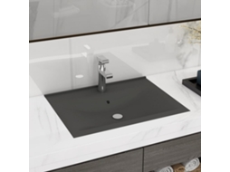 Vidaxl Lavatório Orifício Torneira 60x46 Cm Cerâmica Cinza-escuro Mate