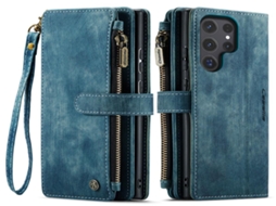 Lurelia Estojo Flip Iphone 16 Cordão Magnética Suporte Porta-cartões Couro Pu Tpu Azul Slim