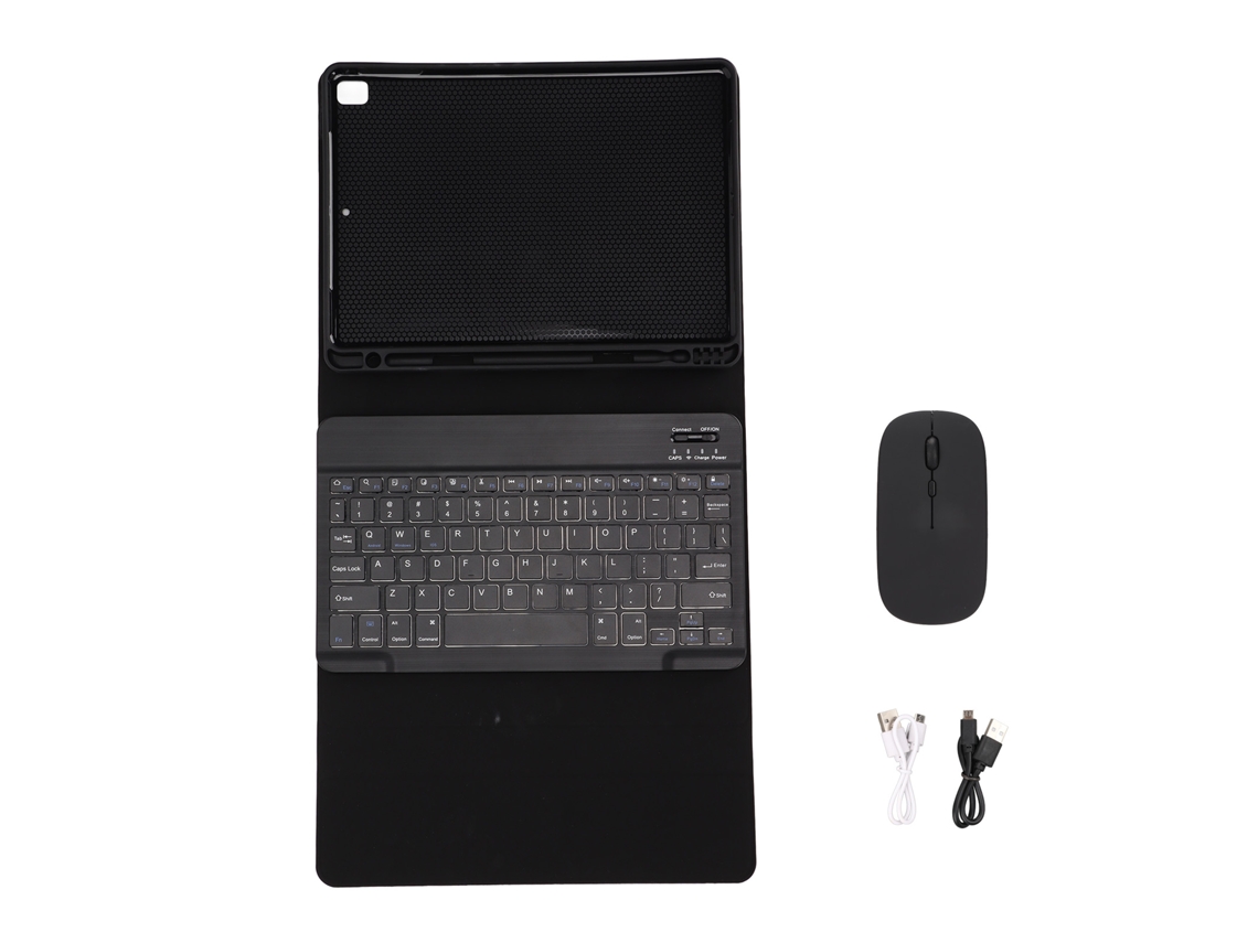 Capa para tablet com teclado e mouse, proteção completa, para iOS 9.7 Air 1/2, preta | S/MARCA
