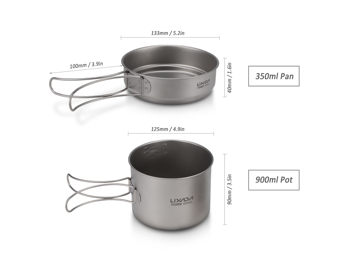 Conjunto de Cozinha de Titânio Ultraleve Lixada para Camping