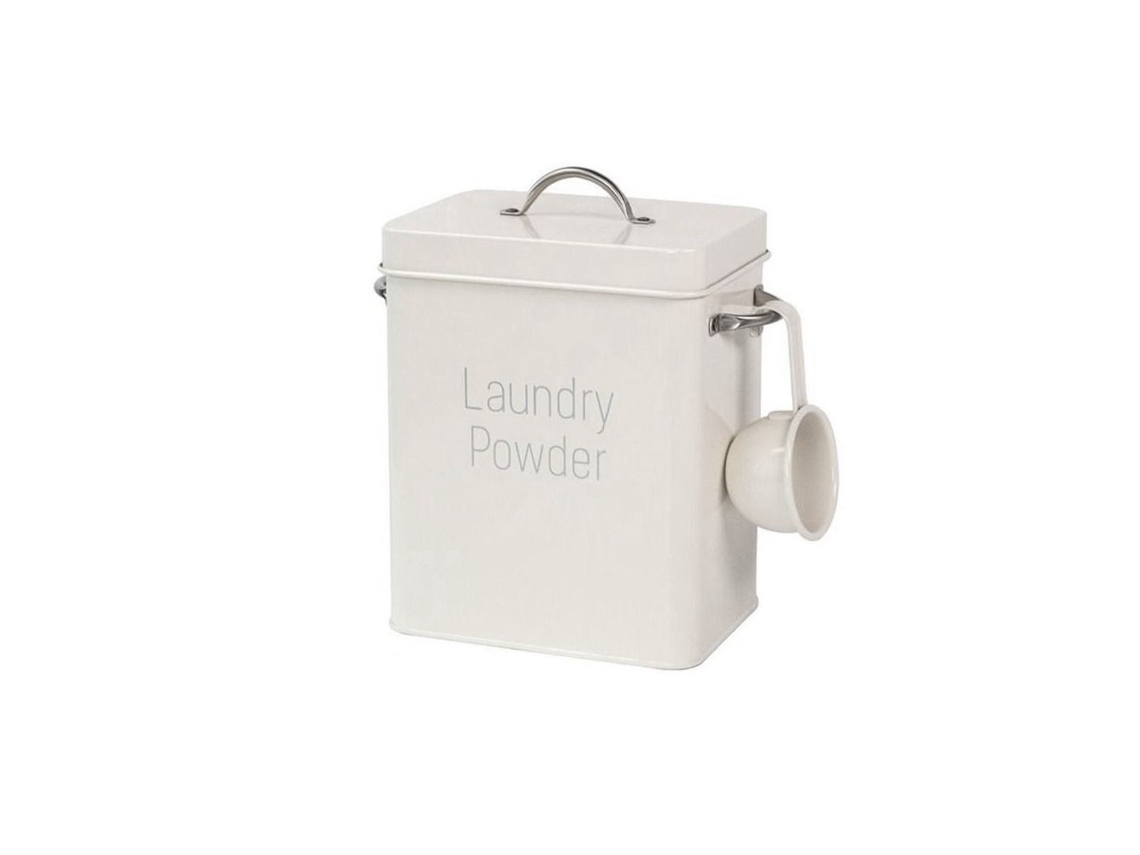 Com Colher Caixa De Sabão Em Pó Caixa Lacrada Dispensador De Sabão Recipiente De Roupa Suja - Branco Sunny Spaces