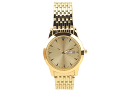 Relógio Masculino De Quartzo Clássico Estilo Elegante Com Data Dupla Aço Inox Dourado