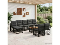 Vidaxl Conjunto De Sofás Para Exterior 10 Pcs Preto E Cinza Escuro