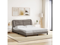 Cama Sem Colchão 160x200 Cm Tecido Castanho-acinzentado