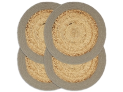 Vidaxl Individuais De Mesa 4 Pcs Juta E Algodão 38 Cm Natural E Cinza