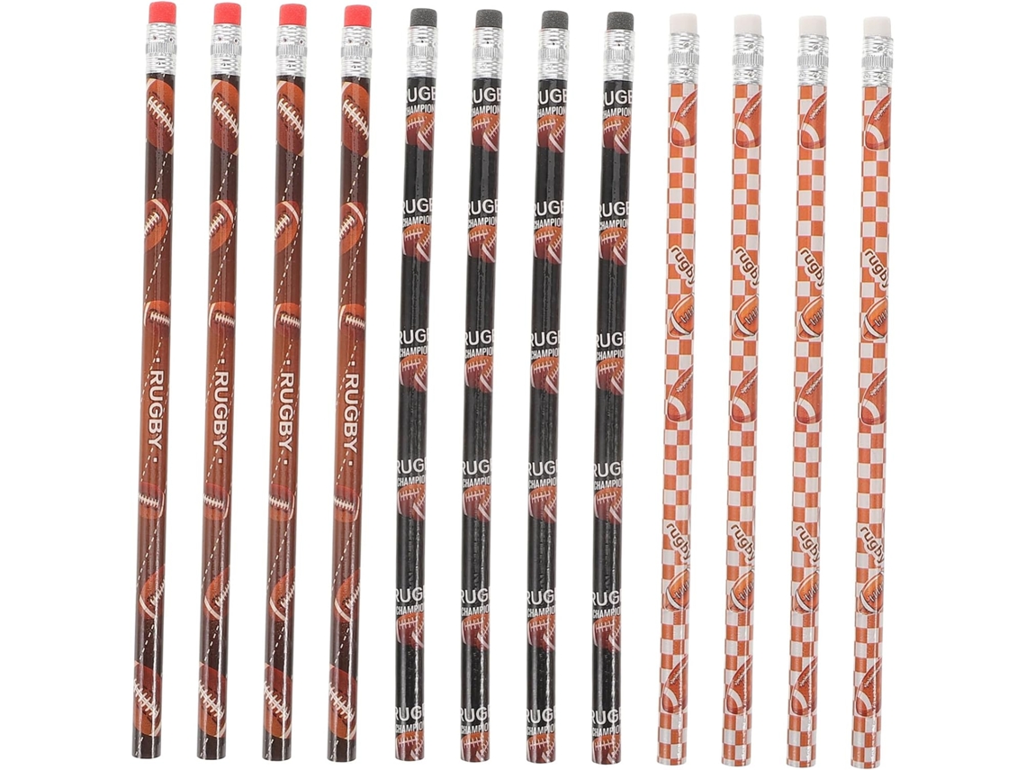 Conjunto de 36 Lápis de Madeira Sólidos com Tema de Rugby e Futebol Americano para Esportes