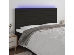 Vidaxl Cabeceira De Cama C/ Luzes Led Tecido 200x5x118/128 Cm Preto