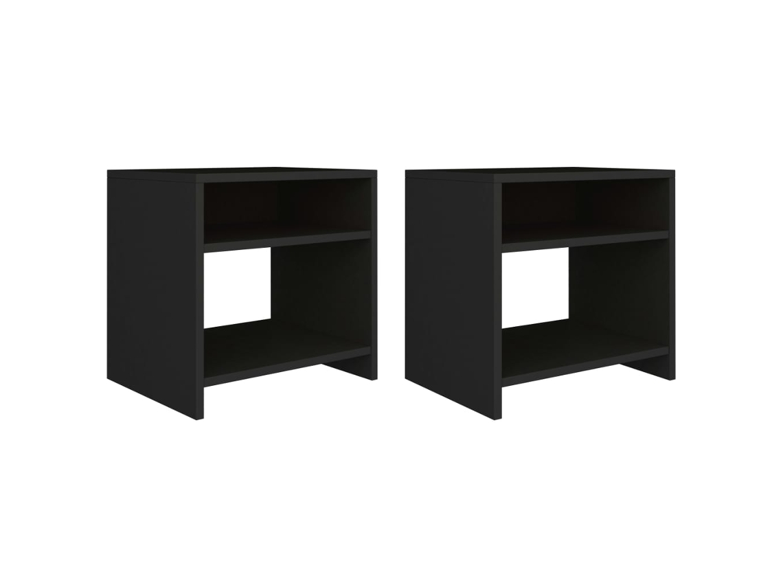 Vidaxl Mesas De Cabeceira 2 Pcs 40x30x40 Cm Derivados De Madeira Preto