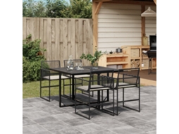 Vidaxl 5 Pcs Conjunto de Jantar P/ Jardim C/ Almofadões Vime Pe Preto