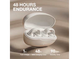 Auscultadores Bluetooth 5.4 Clip Auricular Aberto, Ipx5 Impermeáveis, Longa Autonomia 48h, Baixa Latência E Cancelamento De Ruído Ens