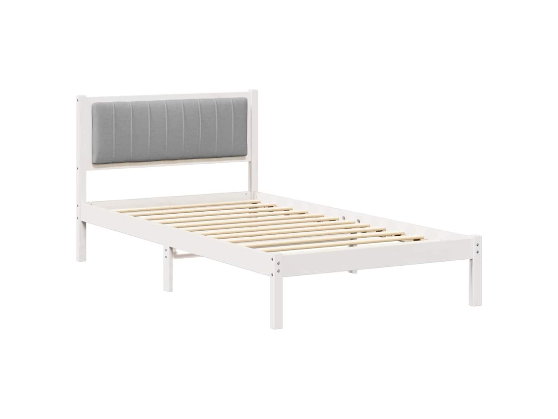 Estrutura de Cama com Cabeceira Estofada em Cinzento Claro MAISON EXCLUSIVE