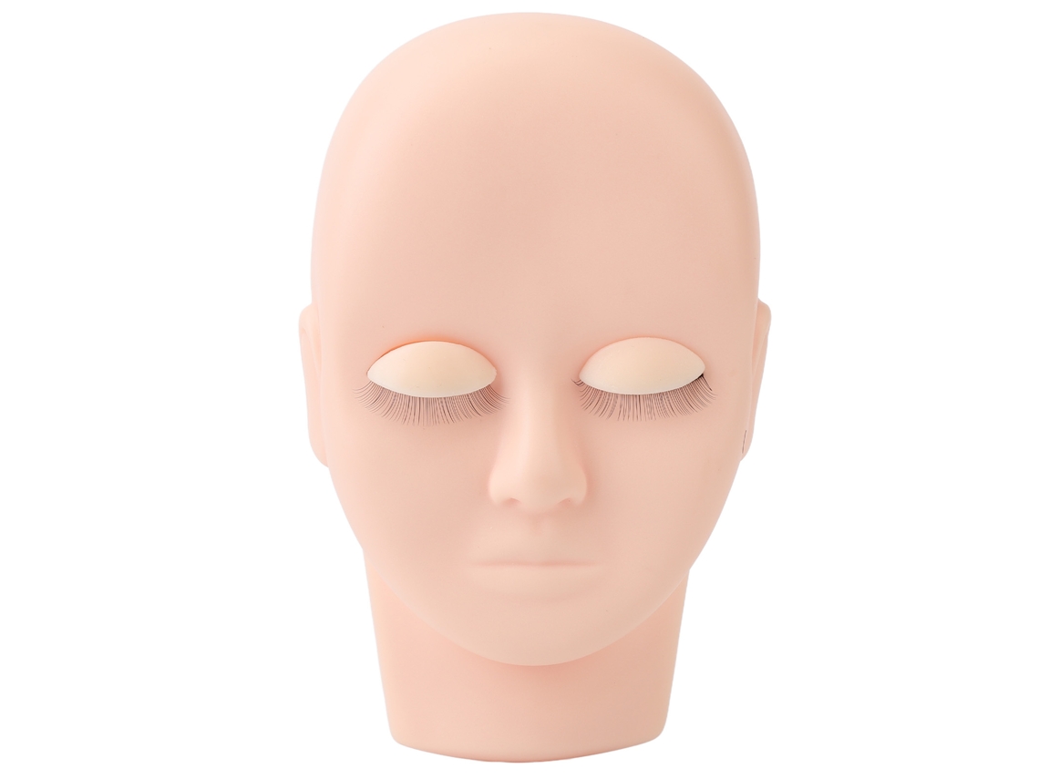 Cabeça De Boneca Para Prática De Extensão De Cílios Com Pálpebras Substituíveis Em Borracha Macia Rosa Reutilizável
