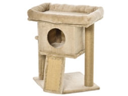 Árvore Arranhador Pequenos Com Poste De Juta Rampa Caverna E Bola Suspensa 40x40x57 Cm Areia
