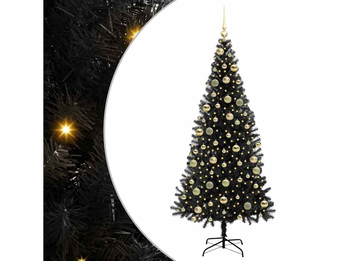 Conjunto 1 Árvore De Natal Vidaxl Preto Pvc (210 Cm)