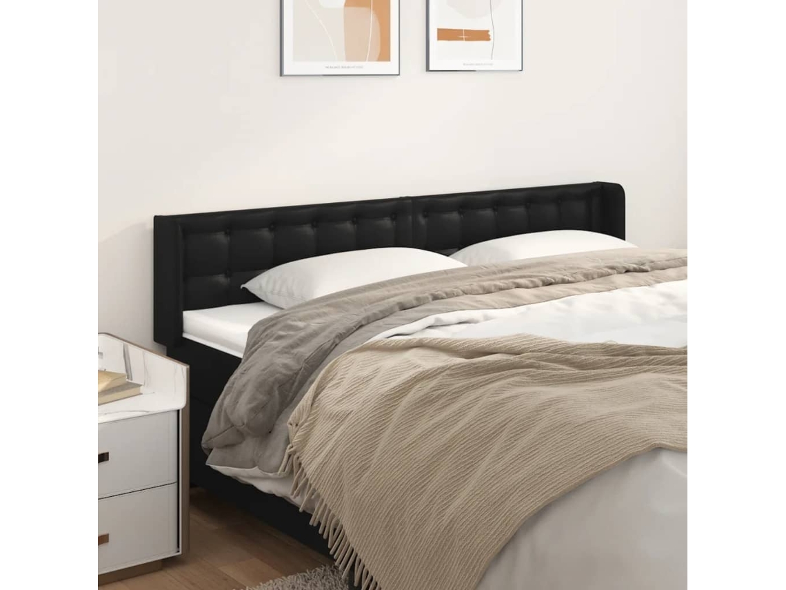 Cabecero con alas de piel sintética 203x16x78/88cm Negro