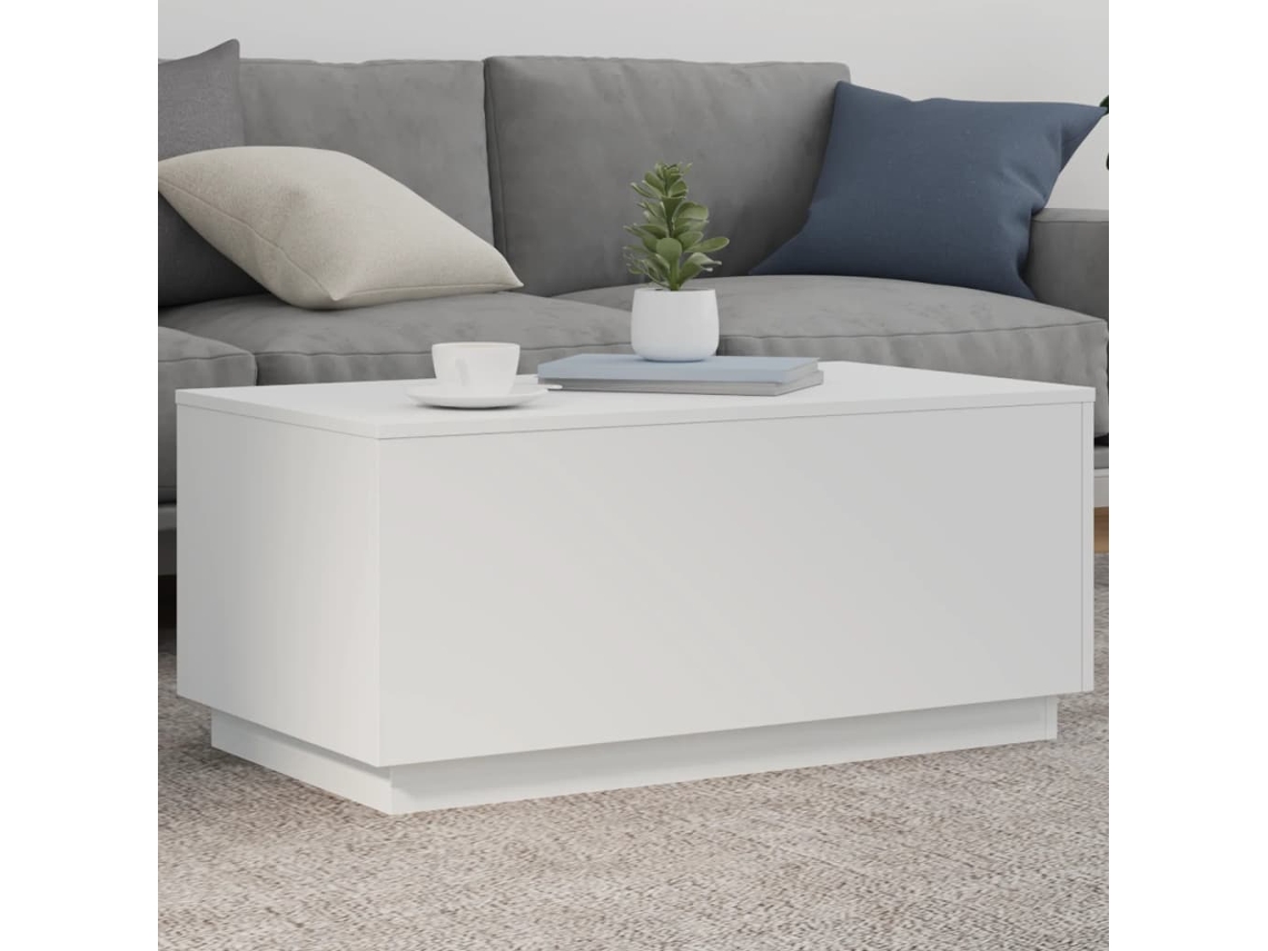Vidaxl Mesa De Centro Com Luzes Led 90x50x40 Cm Branco