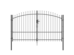Portão De Jardim Com Topo De Lança Duplo Balanço Cinza Aço Revestido A Pó Vidaxl Cinzento Aço Revestido A Pó (299,5 X 224,5 Cm)