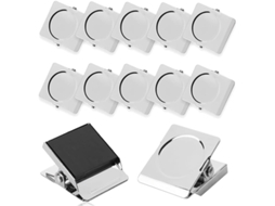 12 Clipes Magnéticos Extra Grandes 5,6cm 2,2 Polegadas, Conforme Mostrado, Quadros Brancos, Geladeira e Mais
