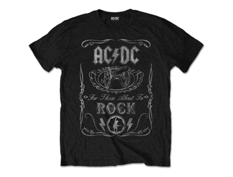 T-Shirt ROCK OFF Ac/Dc - Vintage Cannon Swig Preto (Tamanho: 5--6 Anos)