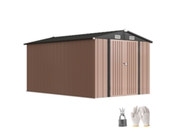 Casinha CHEZMOI metálica de 364 X 238 cm com 4 aberturas de ventilação e portas duplas com fechadura (Marrom)