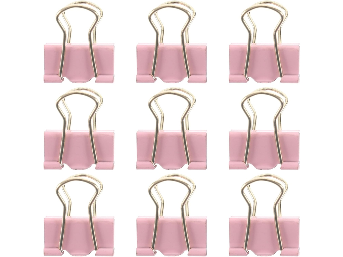 Clipes de papel de metal rosa para prender documentos e organizar pastas, 9 peças, clipes práticos, design funcional para