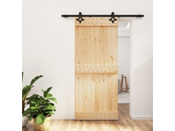 Porta De Correr Com Ferragens 90x210 Cm Madeira De Pinho Maciça LOVELY HOME