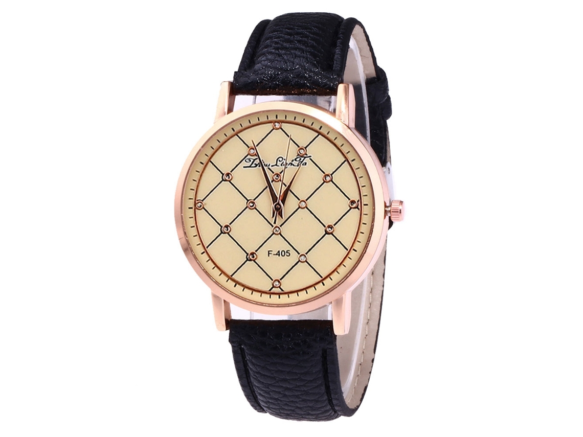 Reloj De Cuarzo Con Correa De Cuero Pu Unisex Zhoulianfa Dial Casual Negro