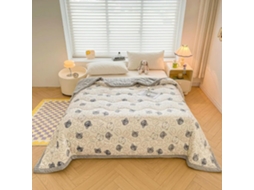 Manta Grossa de Três Camadas Linda Veludo Cor Leite Estampada para Outono e Inverno Cama Super Macia Quente, M